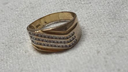 18K Gold Ring with Diamond Rows