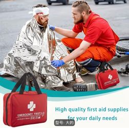 Emergency Medical Bag Organizer - Waterproof First Aid Kit Case for Travel & Home (Red, Large)