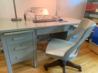 Oak 1930’s Vintage Desk and Chair