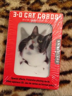 Kikkerland 3-D Cat Deck of 52 Cards, Sealed, Brand New