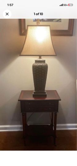 Set of 3 Table Lamps w/ Pottery Barn Shades Neutral Ceramic Local Pickup