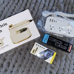 New Electric Iron, Power Strip, WiFi Camera, Flashlight Bundle