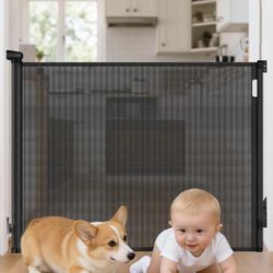 Retractable Baby Gate for Stairs, 55" Wide 38" High 