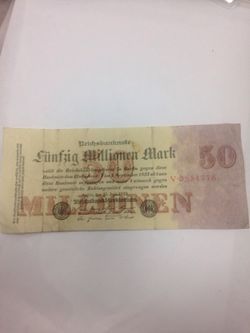 German Reiches Bank Note Funfzig Millionen Mark