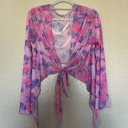 Mesh Tie Front Top RAVE WEAR / BEACH WEAR