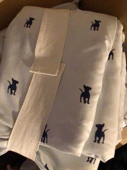 Full Size Sheet Set. Dog Print. Blue