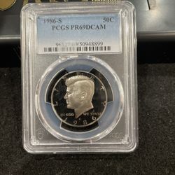 1986 S Gem Proof Kennedy Half Dollar Graded At PR69 With A Deep Cameo Q-2