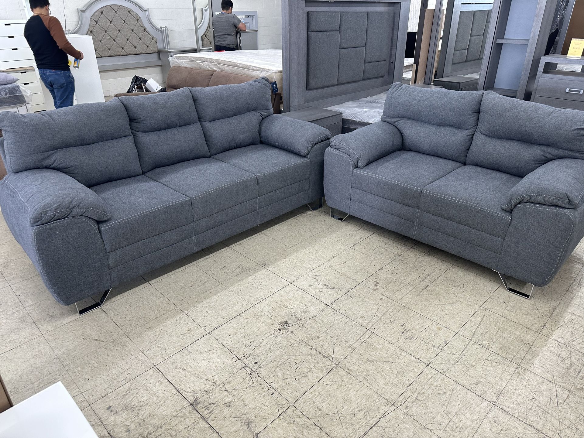 New Grey Sofa And Love Seat