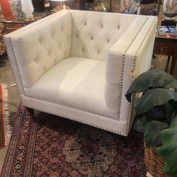 Gorgeous White Faux Leather Tufted Chair (#13)