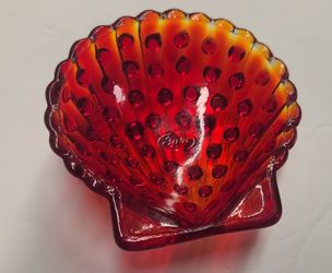 Beautiful Vintage Fenton Ruby Red Amberina Hobnail Glass Salt Cellar