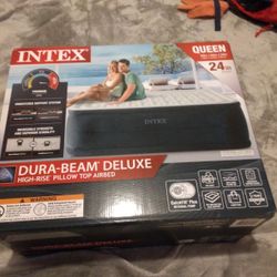 INTEX QUEEN DURA BEAM DELUXE AIR MATTRESS 24 In Height