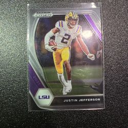 JUSTIN JEFFERSON LSU PRIZM PURPLE PANINI NFL SPORTS CARD!
