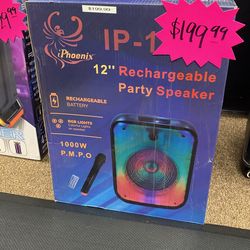 12 Inch Rechargeable Party Speaker $199.99