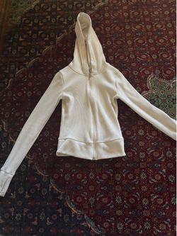 Cream Hollister zip up ribbed