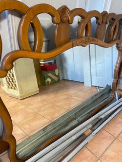 Mid-century modern king size bed and mirror