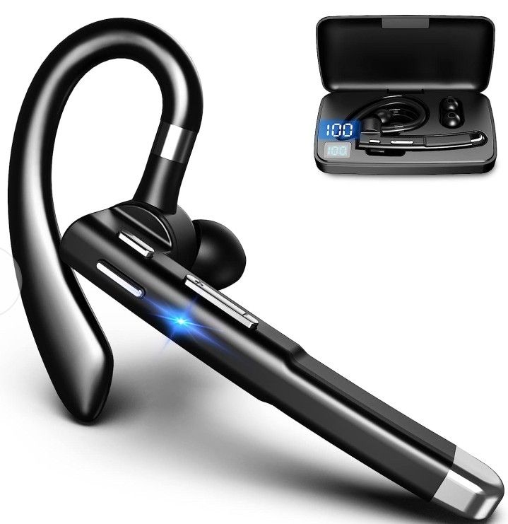 Bluetooth Headset for Cell Phones 500Hrs Standby Time with LED Charging Case 270 Degrees Rotatable Mic Hands Free Bluetooth 5.1 Version