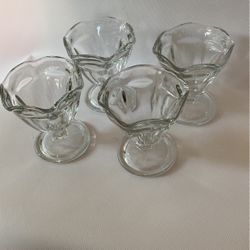 Ice cream Dessert Clear Glass Dishes bowls - Set  of 4