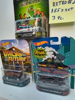 Hot Wheels Retro Entertainment Set 3-Pack Ghostbusters Back to the Future Batman