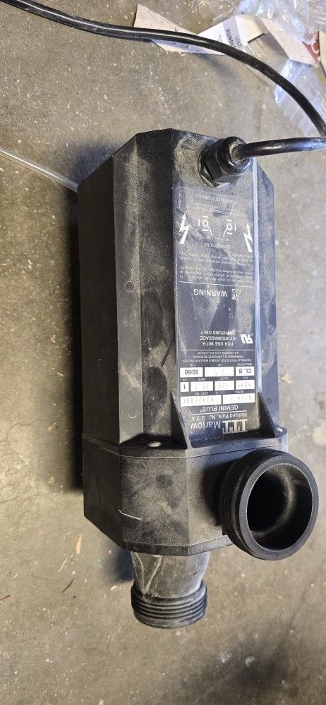 ITT Marlow Gemini Plus hydromassage bathtub pump, model R75A-C. It is a 3/4 horsepower pump operating at 120 volts and 10.5 amps