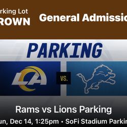 Rams Vs Lions Brown Parking Pass