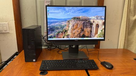 Dell Optiplex 3060 SFF: 23” widescreen, 16 GB ram, ssd