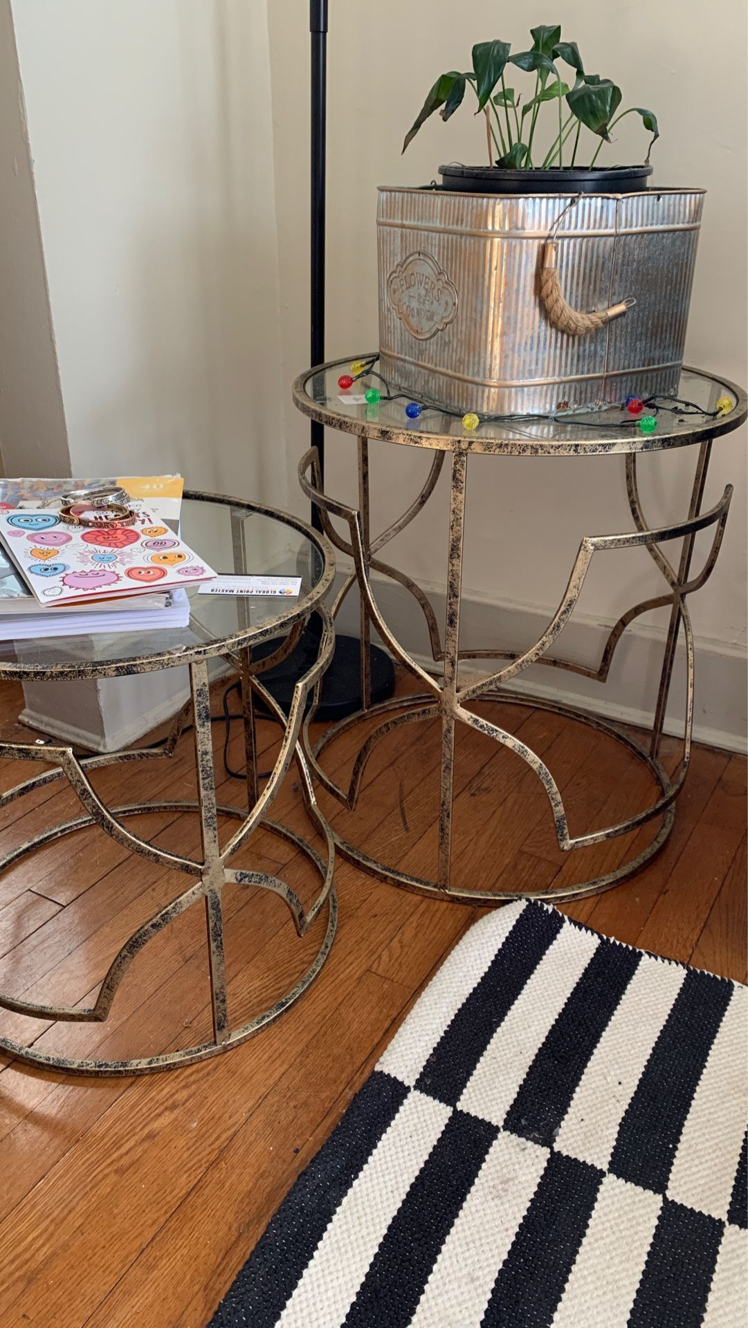 Rustic gold end tables