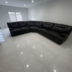 Quality Leather Couch and Entertainment Stand