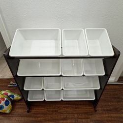 Humble Crew toy storage organizer with removable plastic bins expresso color 