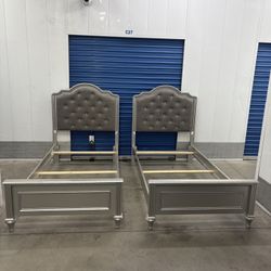 A Pair Of Solid Wood Twin Bed Frames 