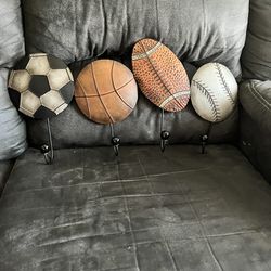Sports Theme Wall Hanging With Hooks 