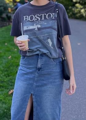 Denim long skirt