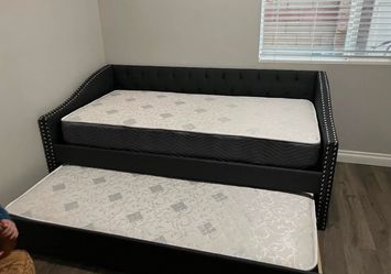 Day bed frame with mattresses