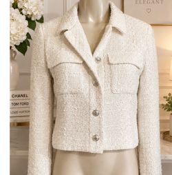 Rachel Zoe cream & white tweed blazer #tweed #preppy size X-small used like new