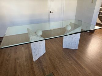 Travertine glass dining table