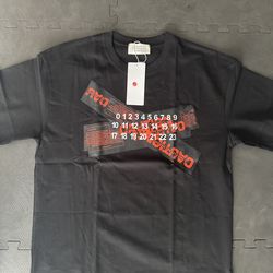 Black Maison Margiela Caution Tape Print shirt