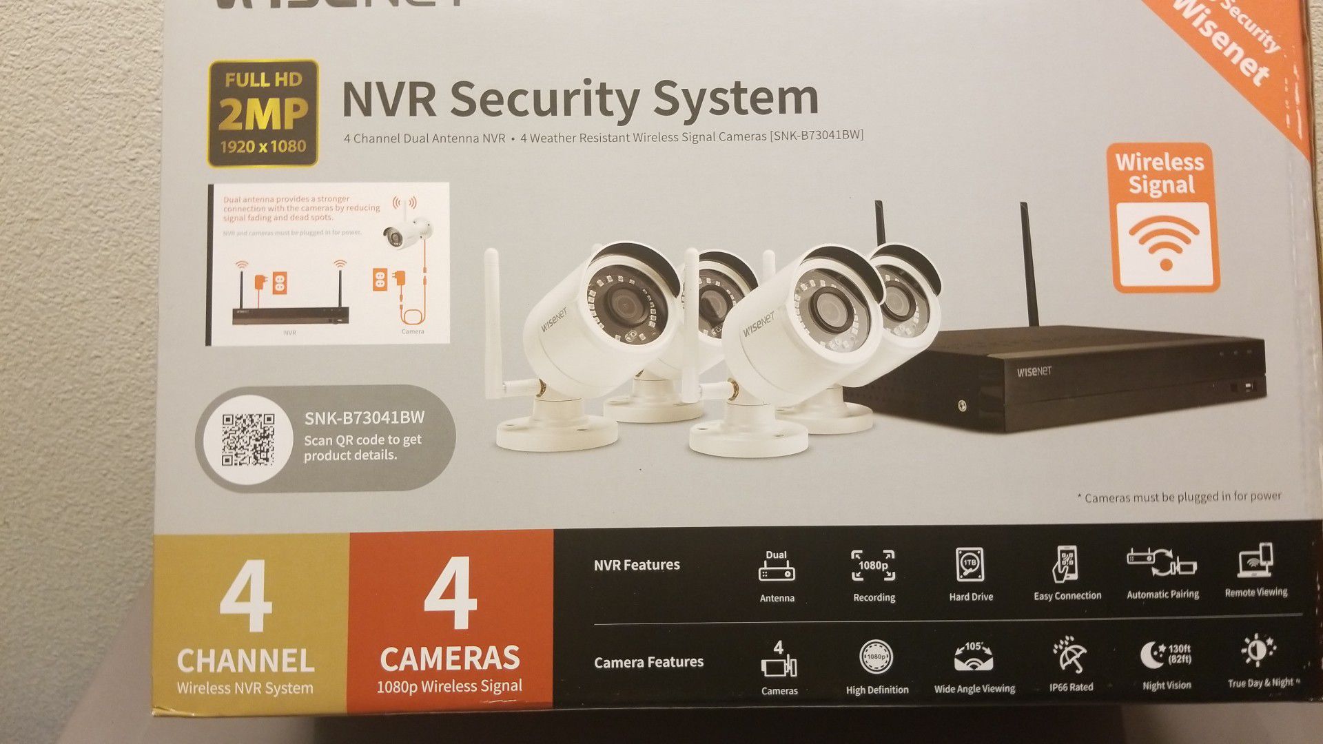 (Samsung) Wisenet Wireless 4 Camera Video Security System