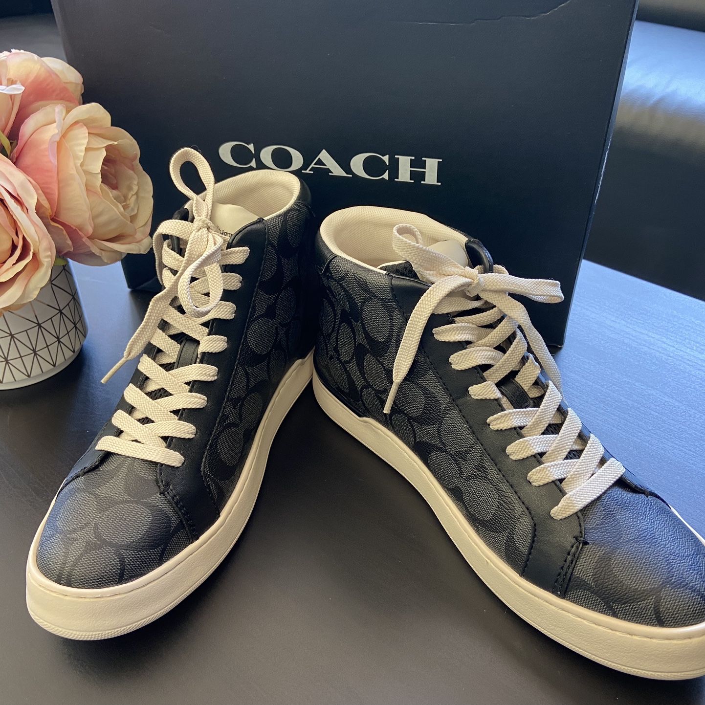 Coach Clip High Top Charcoal/ Black Men Sneaker 9D/ G5385 for Sale