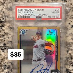 MLB Baseball Padres Nick Pivetta 2015 Bowman Auto /50 PSA 8