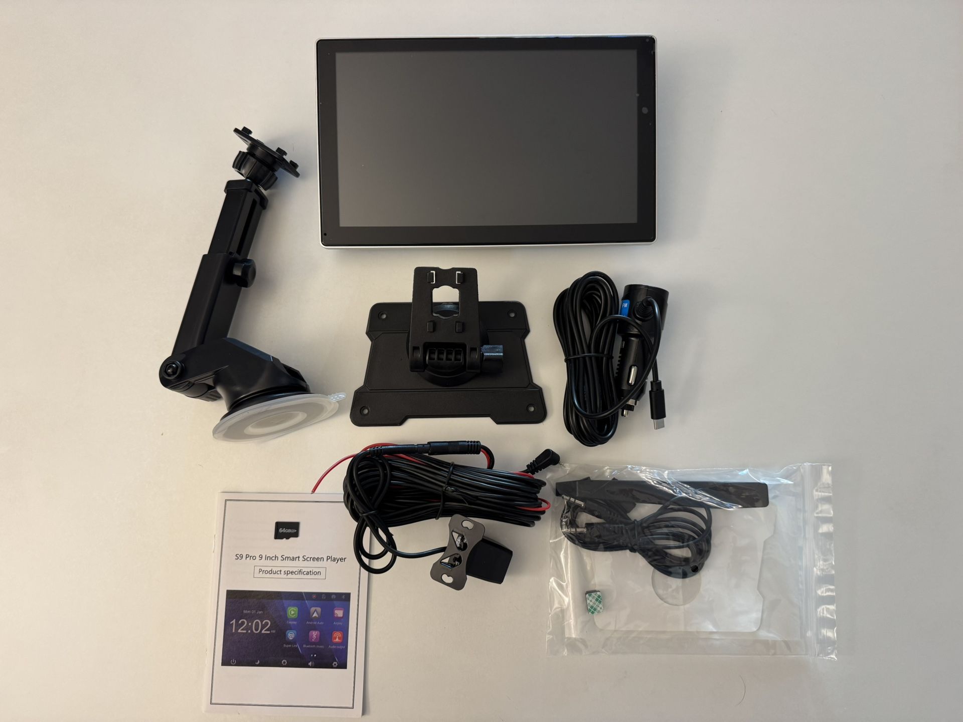 9” Wireless Apple CarPlay & Android Auto Touchscreen + 4K Dual Dash Cam