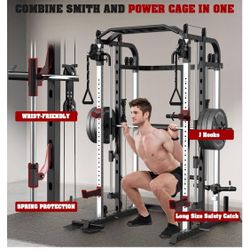 Home Gym Machine, Powert Cage , Bar And Cable Pulley Workout System