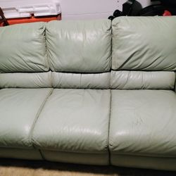 Light Green Leather Couch...