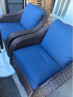 2 piece patio chairs (cushions included) open to the public 8-2:00pm