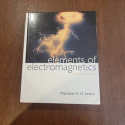 Elements of Electromagnetics by Matthew N. O. Sadiku (Hardcover, 2001). 
Perfect shape, pages clean, binding tight , cover in great shape.
weight 3.5l