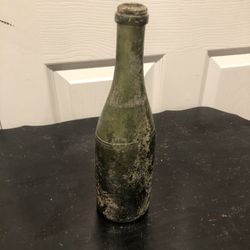 Rare Antique European Green Glass Wine Bottle!