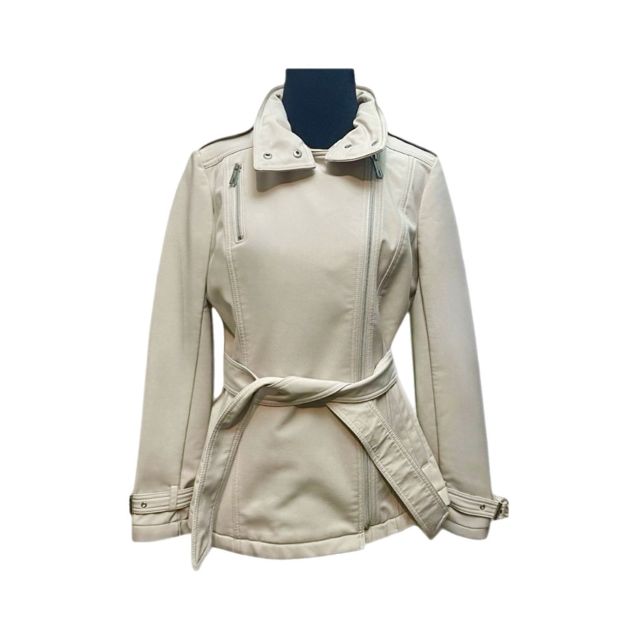 LIKE NEW! Kenneth Cole Belted Cream Jacket