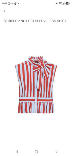 Zara Striped Knotted Sleeveless Shirt size M