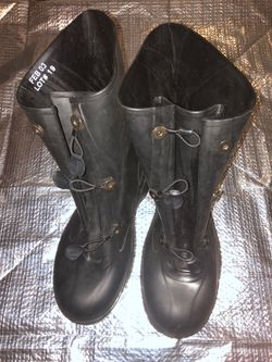 Surplus military NBC over boots.