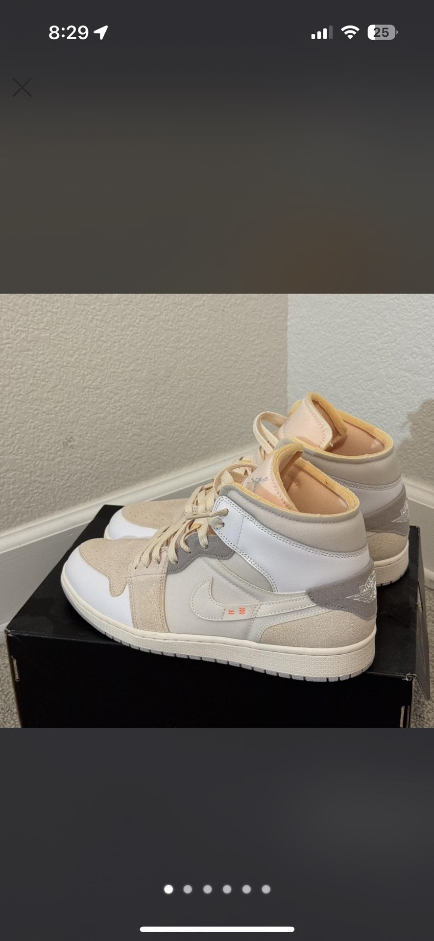 Cream and white Jordan 1 mid trainers