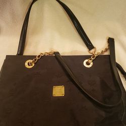 MCM Black Handbag With Brass Trim
