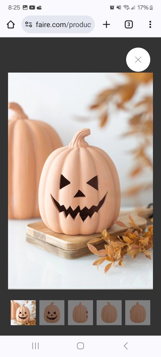 15cm Terracotta Halloween Pumpkin Decoration